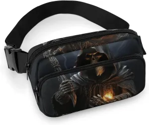 Crossbody Fanny Pack for Women Men Grim-Reaper Waist Pack Sports Belt Bag Large Waist Bag with Adjustable Strap Fashion Hip Bum Bag for Workout Running Traveling