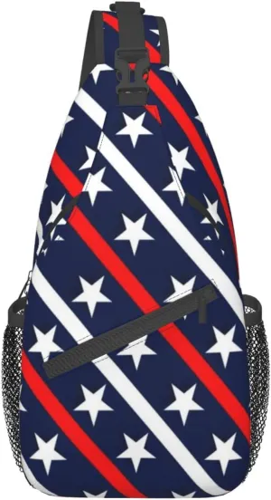 Crossbody Sling Backpack Sling Bag Chest Bag Shoulder Bag Travel Hiking Daypack For Men Women-Patriotic Star Pattern