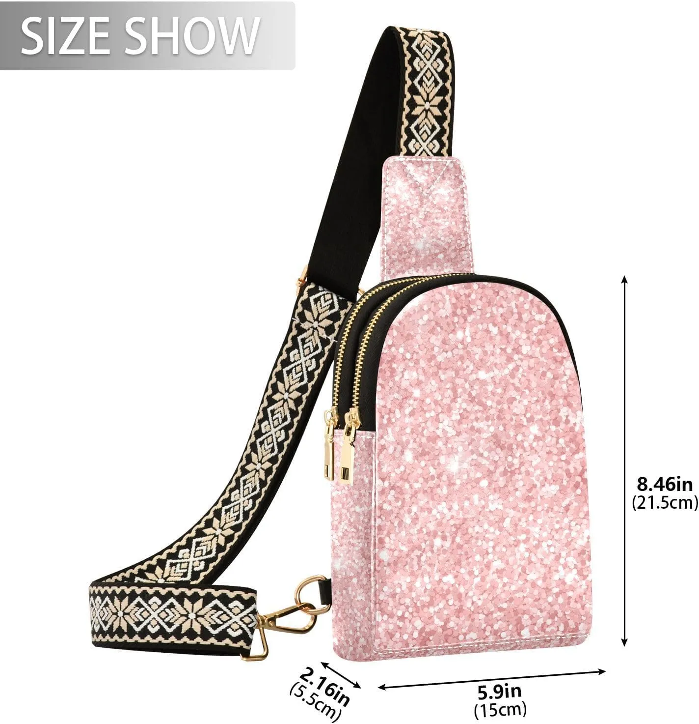Crossbody Sling Bag for Women Leather Shoulder Chest Bag Small Fanny Pack for Hiking Travel