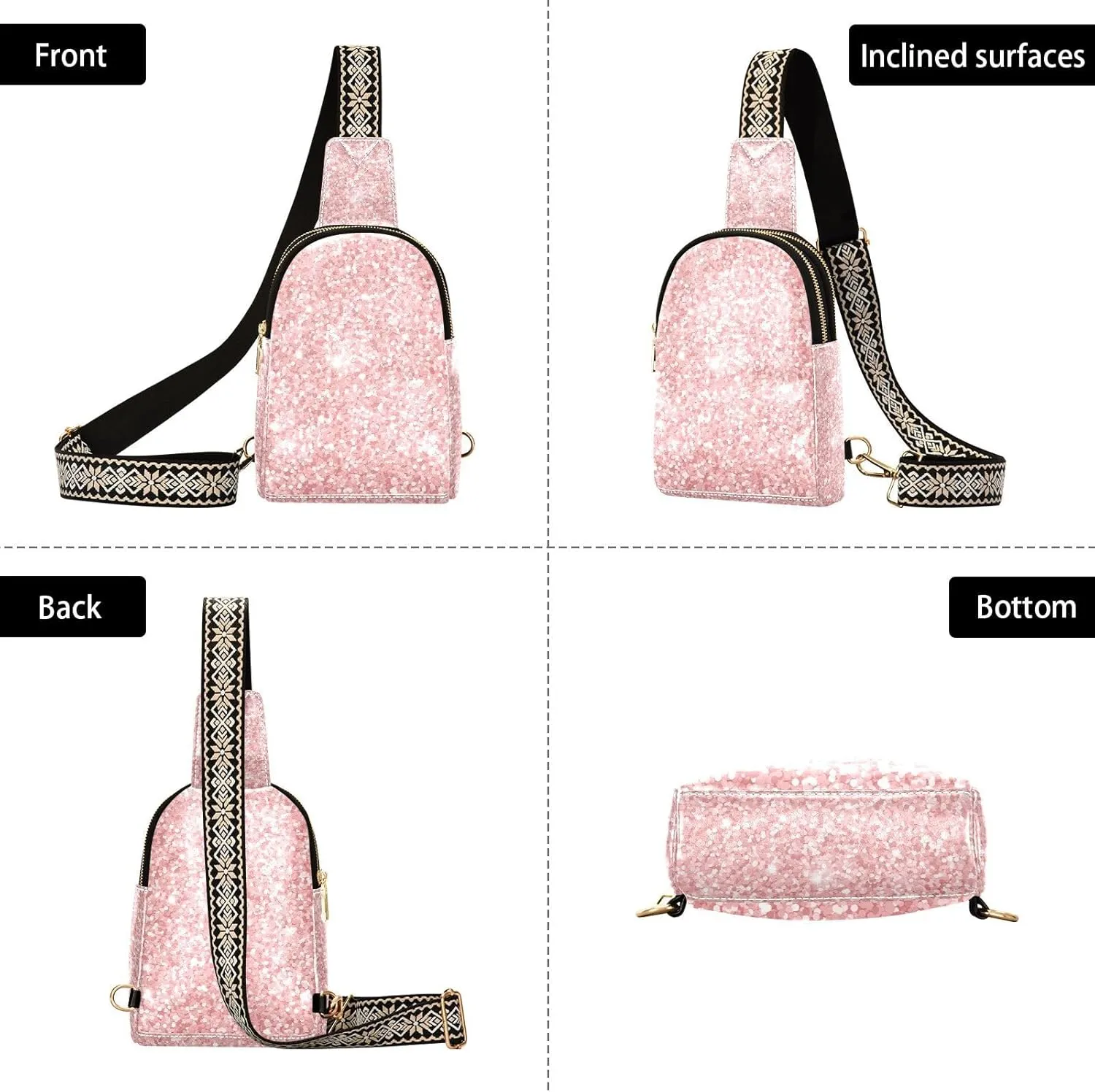 Crossbody Sling Bag for Women Leather Shoulder Chest Bag Small Fanny Pack for Hiking Travel
