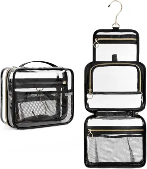 CUBETASTIC Hanging Toiletry Bag, Clear Makeup Bags for Travel Essentials TSA Approved Clear Bag Transparent Cosmetic Organizer Pouch for Women Men Portable Make Up Case with Handle