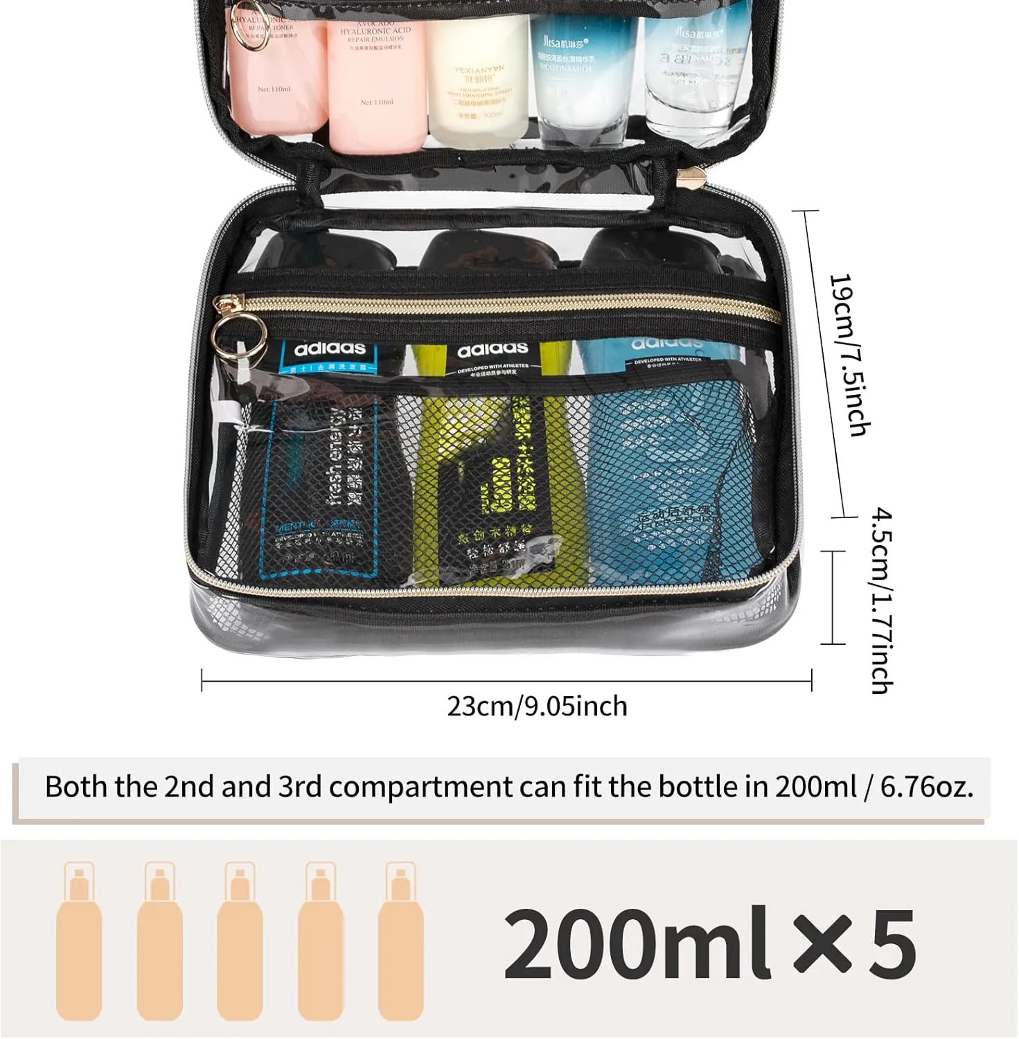 CUBETASTIC Hanging Toiletry Bag, Clear Makeup Bags for Travel Essentials TSA Approved Clear Bag Transparent Cosmetic Organizer Pouch for Women Men Portable Make Up Case with Handle