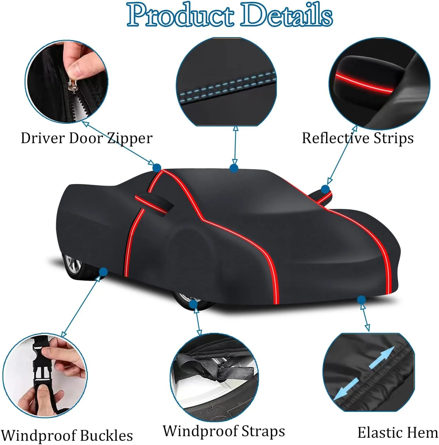 Custom Fit for Mazda Miata MX-5 MX5 (1990-2024) Outdoor Full Car Cover Waterproof All Weather 210T Polyester with Zipper and Storage Bag Snow Rain Dustproof Sun UV Protection