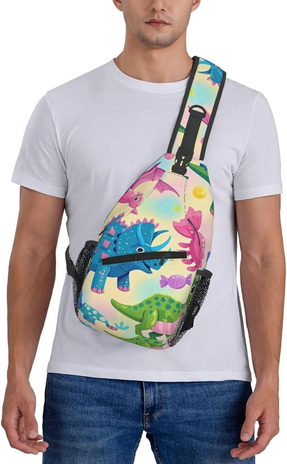 Cute Cartoon Dinosaur Winter Snowman Crossbody Bags Cross Chest Bag Adjustable Sling Backpack for Women Men