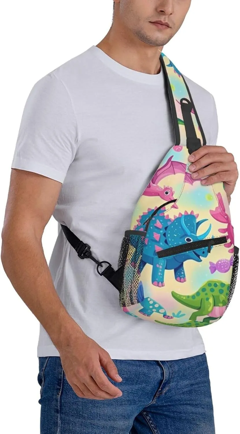 Cute Cartoon Dinosaur Winter Snowman Crossbody Bags Cross Chest Bag Adjustable Sling Backpack for Women Men