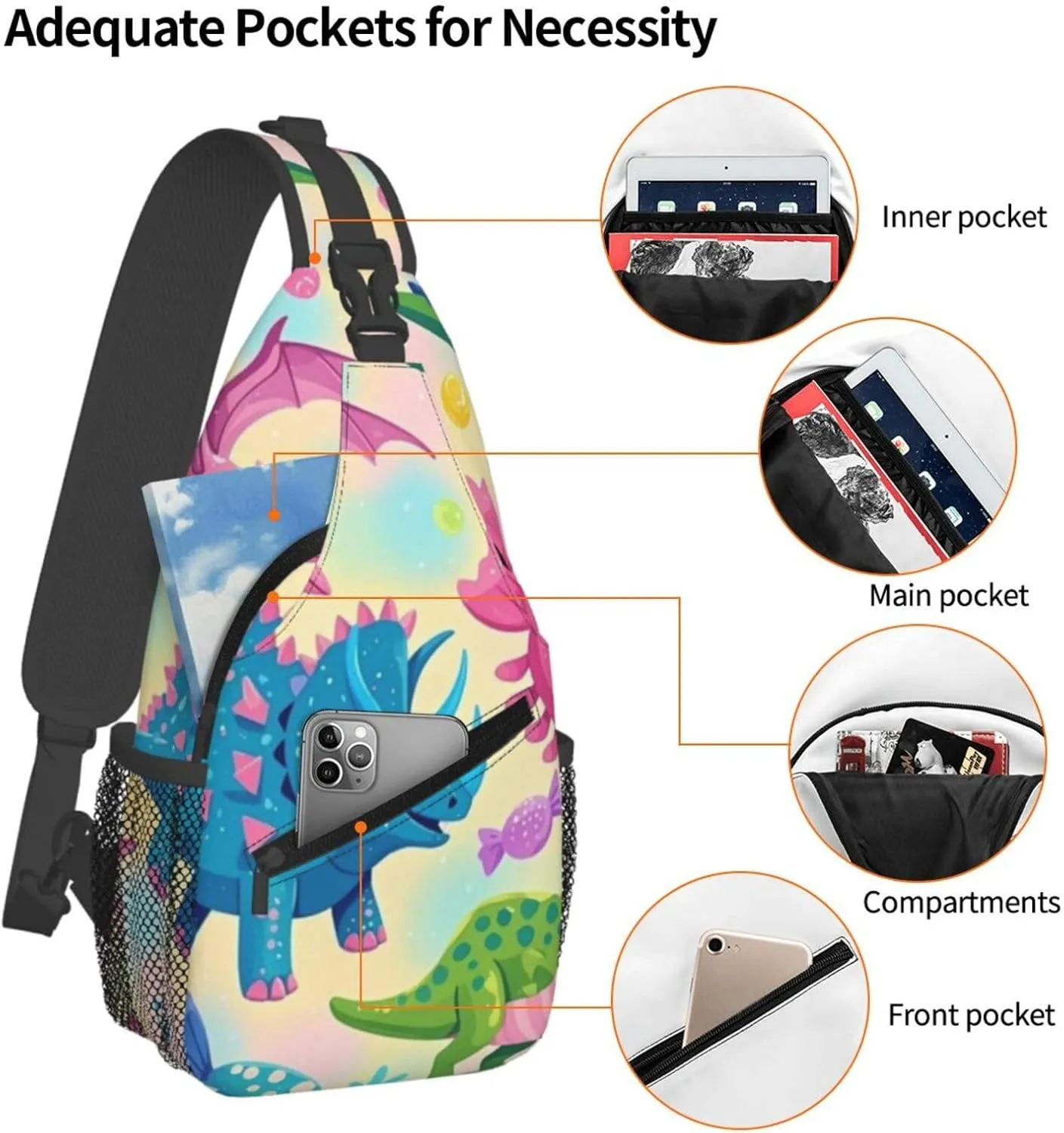 Cute Cartoon Dinosaur Winter Snowman Crossbody Bags Cross Chest Bag Adjustable Sling Backpack for Women Men
