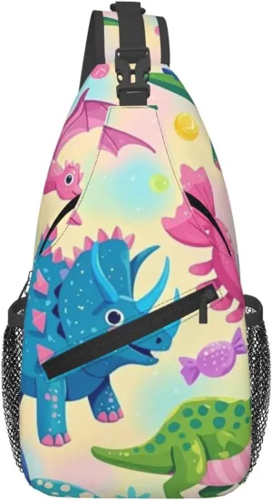 Cute Cartoon Dinosaur Winter Snowman Crossbody Bags Cross Chest Bag Adjustable Sling Backpack for Women Men