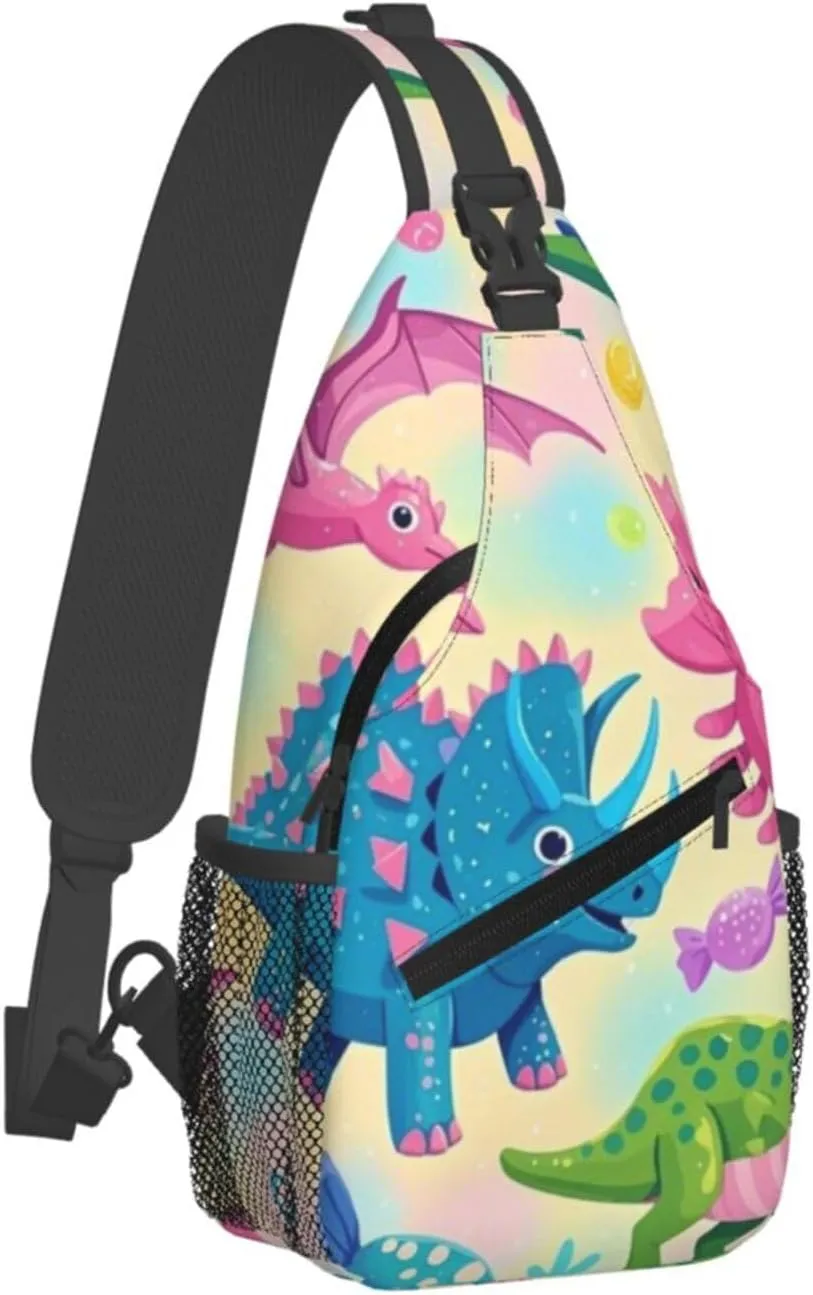 Cute Cartoon Dinosaur Winter Snowman Crossbody Bags Cross Chest Bag Adjustable Sling Backpack for Women Men