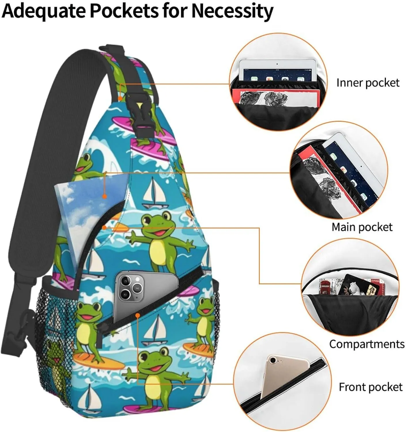 Cute Cartoon Dinosaur Winter Snowman Crossbody Bags Cross Chest Bag Adjustable Sling Backpack for Women Men