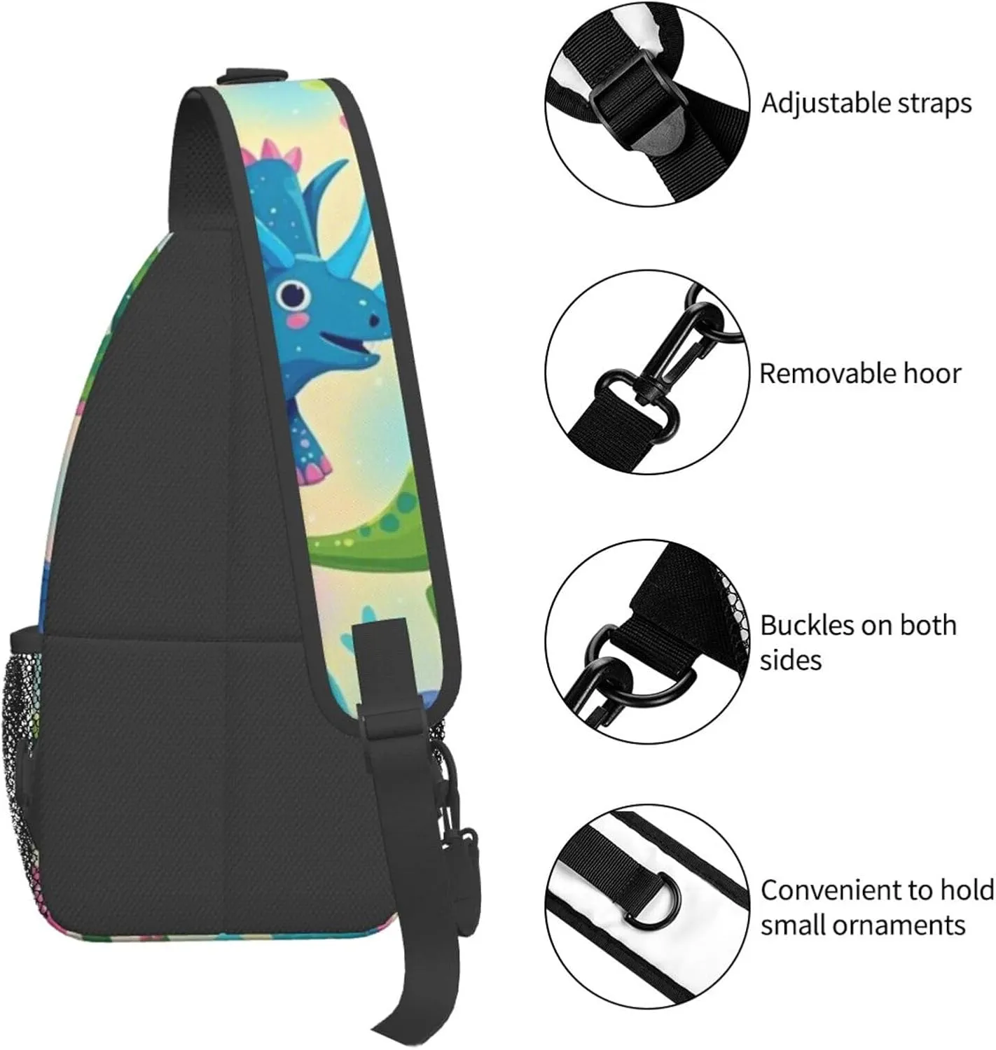 Cute Cartoon Dinosaur Winter Snowman Crossbody Bags Cross Chest Bag Adjustable Sling Backpack for Women Men