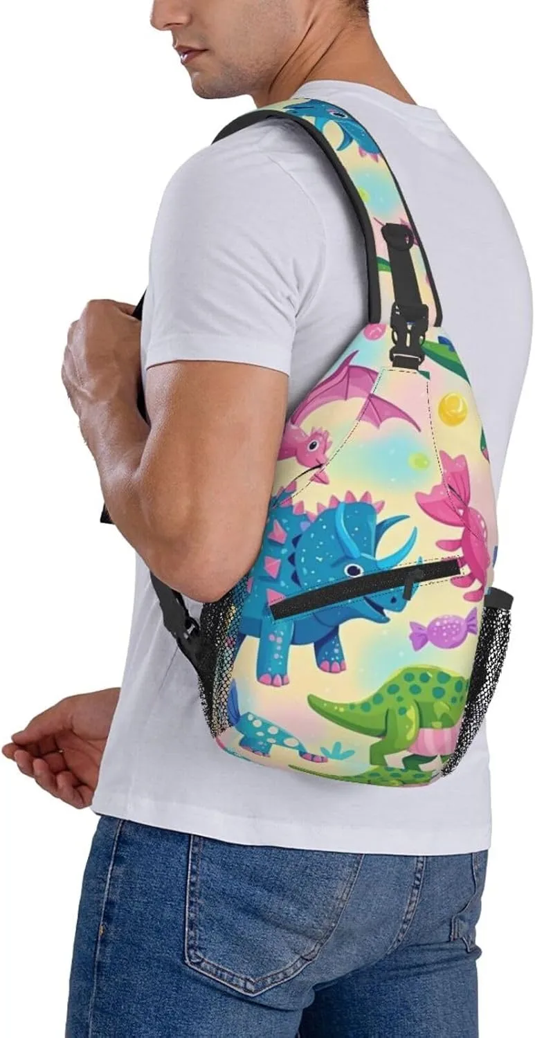 Cute Cartoon Dinosaur Winter Snowman Crossbody Bags Cross Chest Bag Adjustable Sling Backpack for Women Men