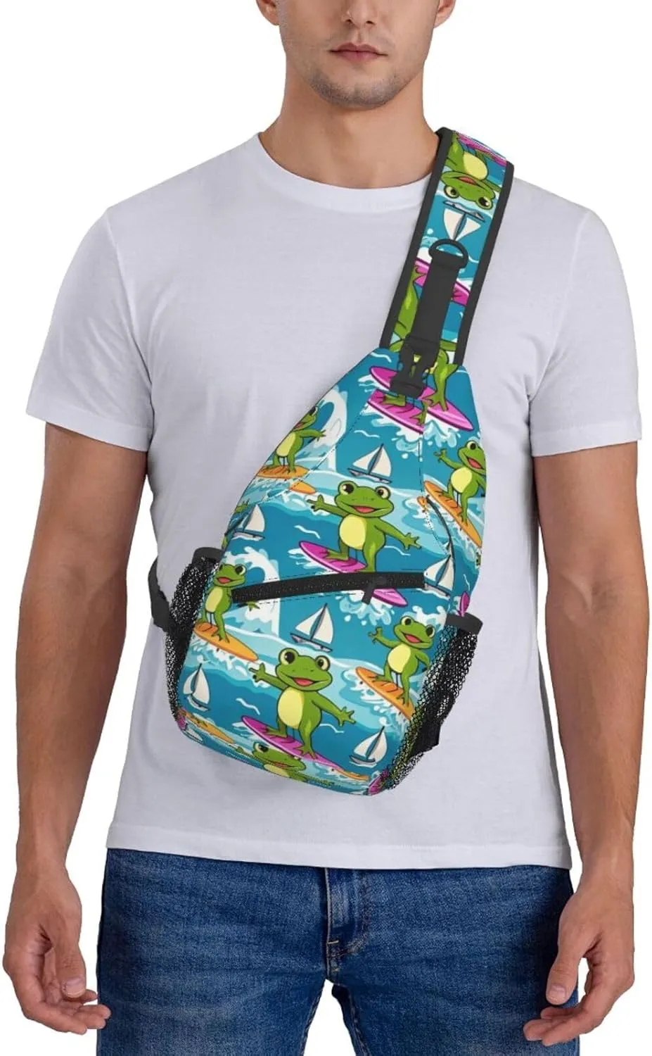 Cute Cartoon Dinosaur Winter Snowman Crossbody Bags Cross Chest Bag Adjustable Sling Backpack for Women Men