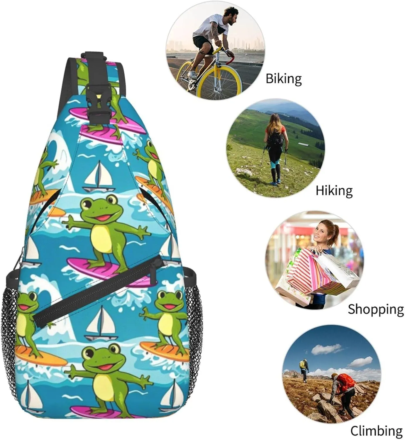 Cute Cartoon Dinosaur Winter Snowman Crossbody Bags Cross Chest Bag Adjustable Sling Backpack for Women Men