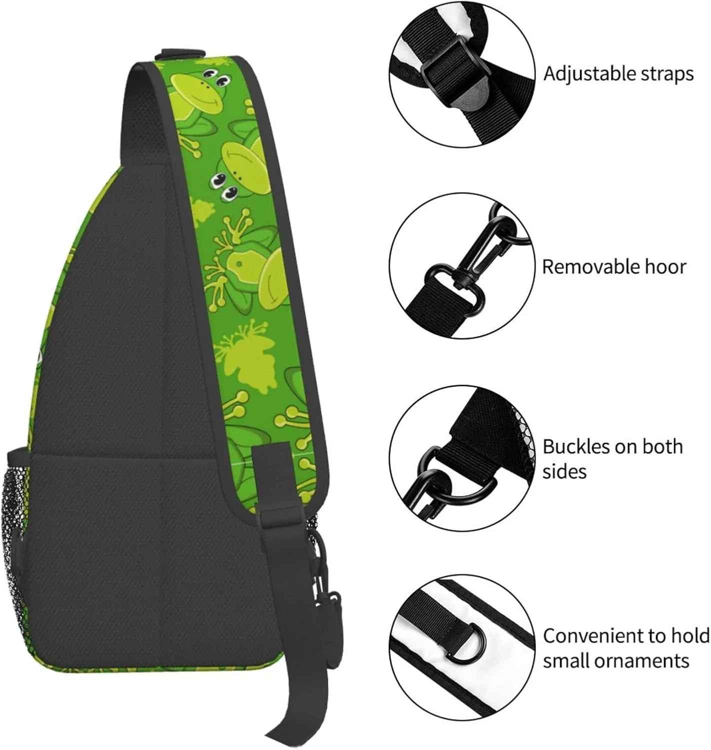 Cute Cartoon Frog Sling Bag For Women Men Funny Frogs Backpack Crossbody Shoulder Bag Sling Backpack Chest Bag Travel Hiking Casual Sport Daypack