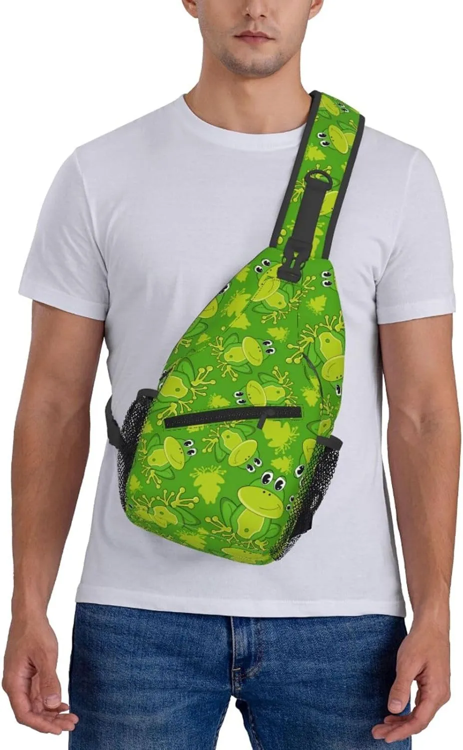 Cute Cartoon Frog Sling Bag For Women Men Funny Frogs Backpack Crossbody Shoulder Bag Sling Backpack Chest Bag Travel Hiking Casual Sport Daypack