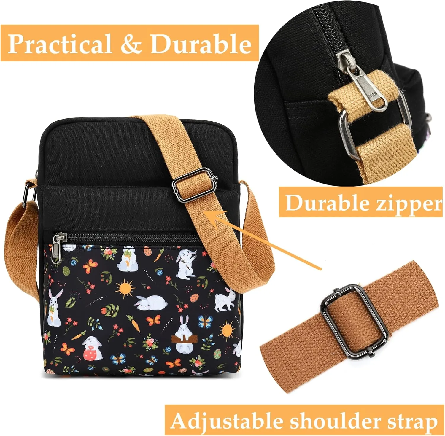 Cute Crossbody Bag and Purse Casual Canvas Shoulder Bag for Women