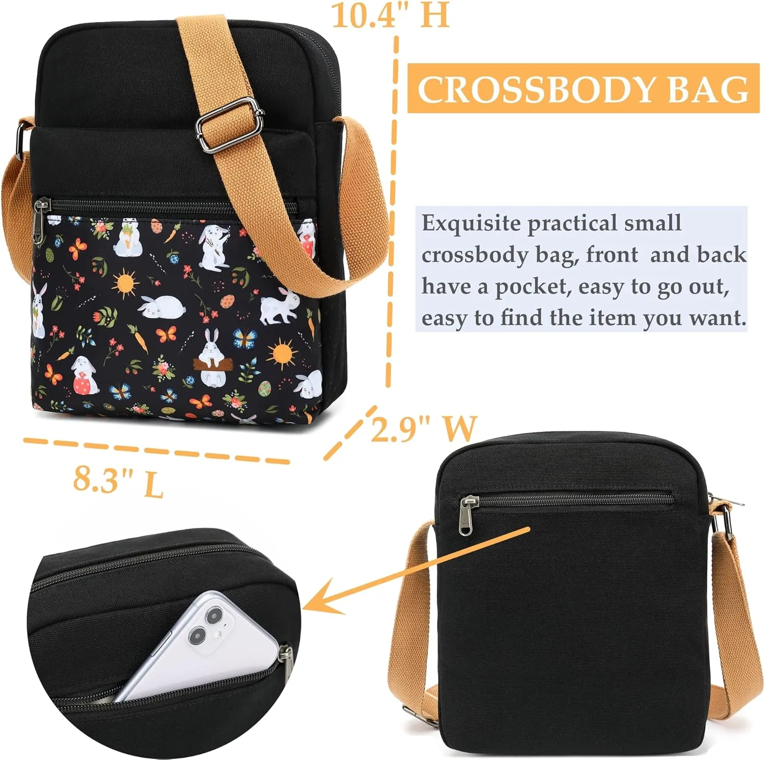 Cute Crossbody Bag and Purse Casual Canvas Shoulder Bag for Women