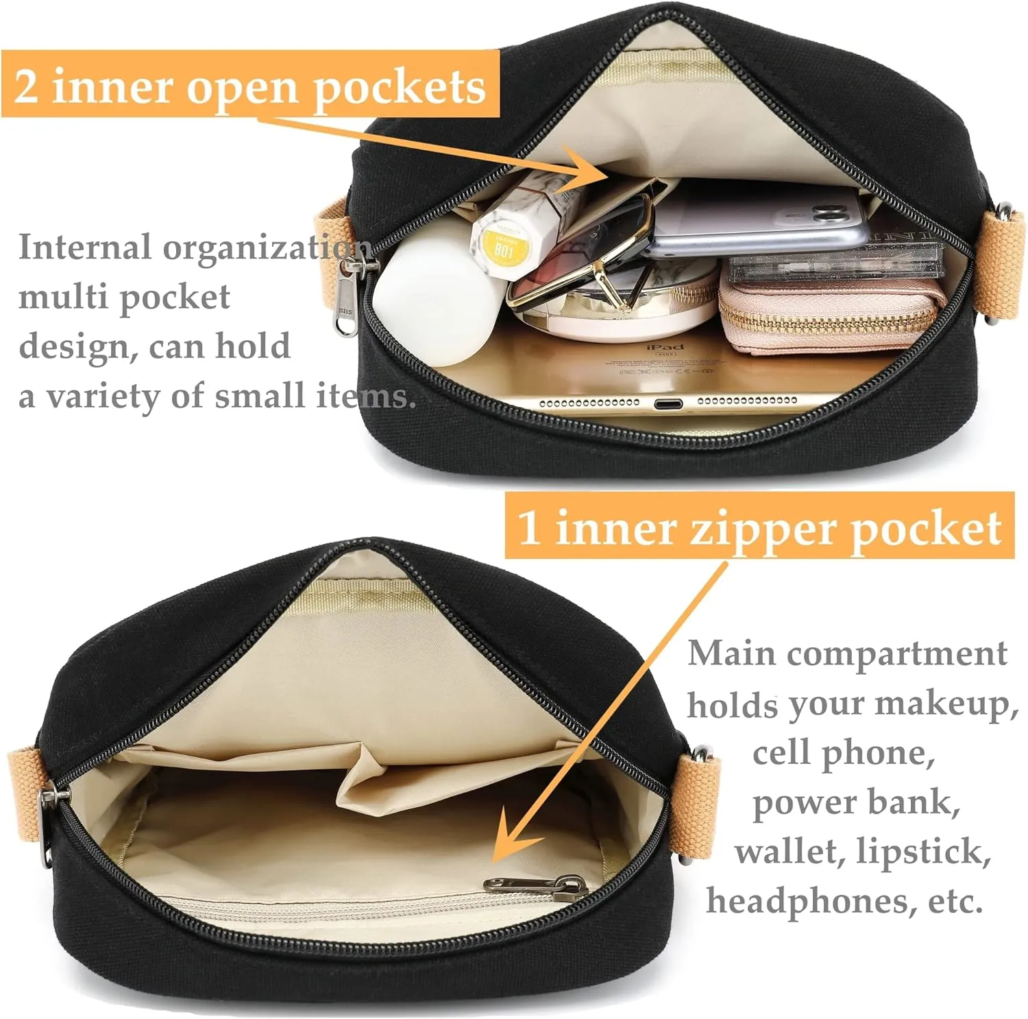 Cute Crossbody Bag and Purse Casual Canvas Shoulder Bag for Women