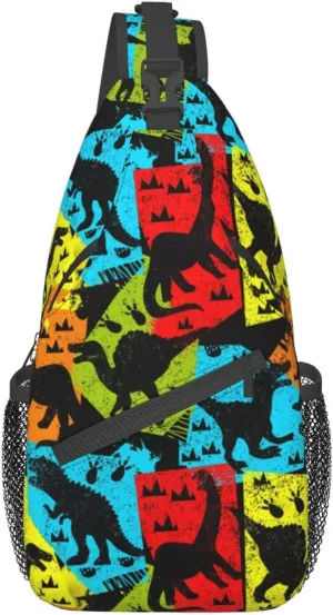 Cute Dinosaur Sling Bag Crossbody Backpack Hiking Travel Daypack Chest Bag Lightweight Shoulder Bag For Women Men
