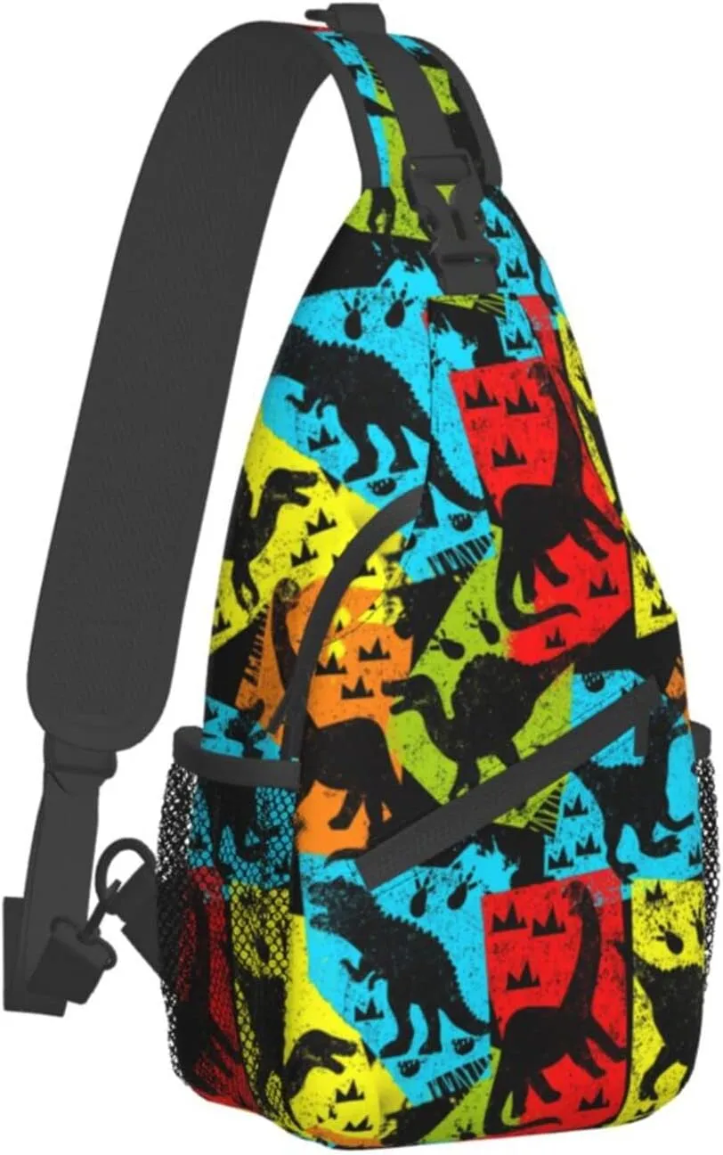 Cute Dinosaur Sling Bag Crossbody Backpack Hiking Travel Daypack Chest Bag Lightweight Shoulder Bag For Women Men