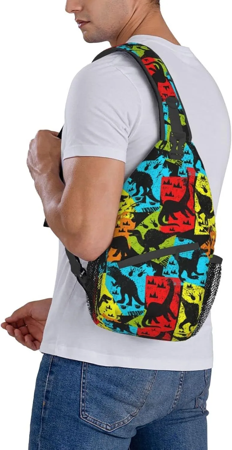 Cute Dinosaur Sling Bag Crossbody Backpack Hiking Travel Daypack Chest Bag Lightweight Shoulder Bag For Women Men