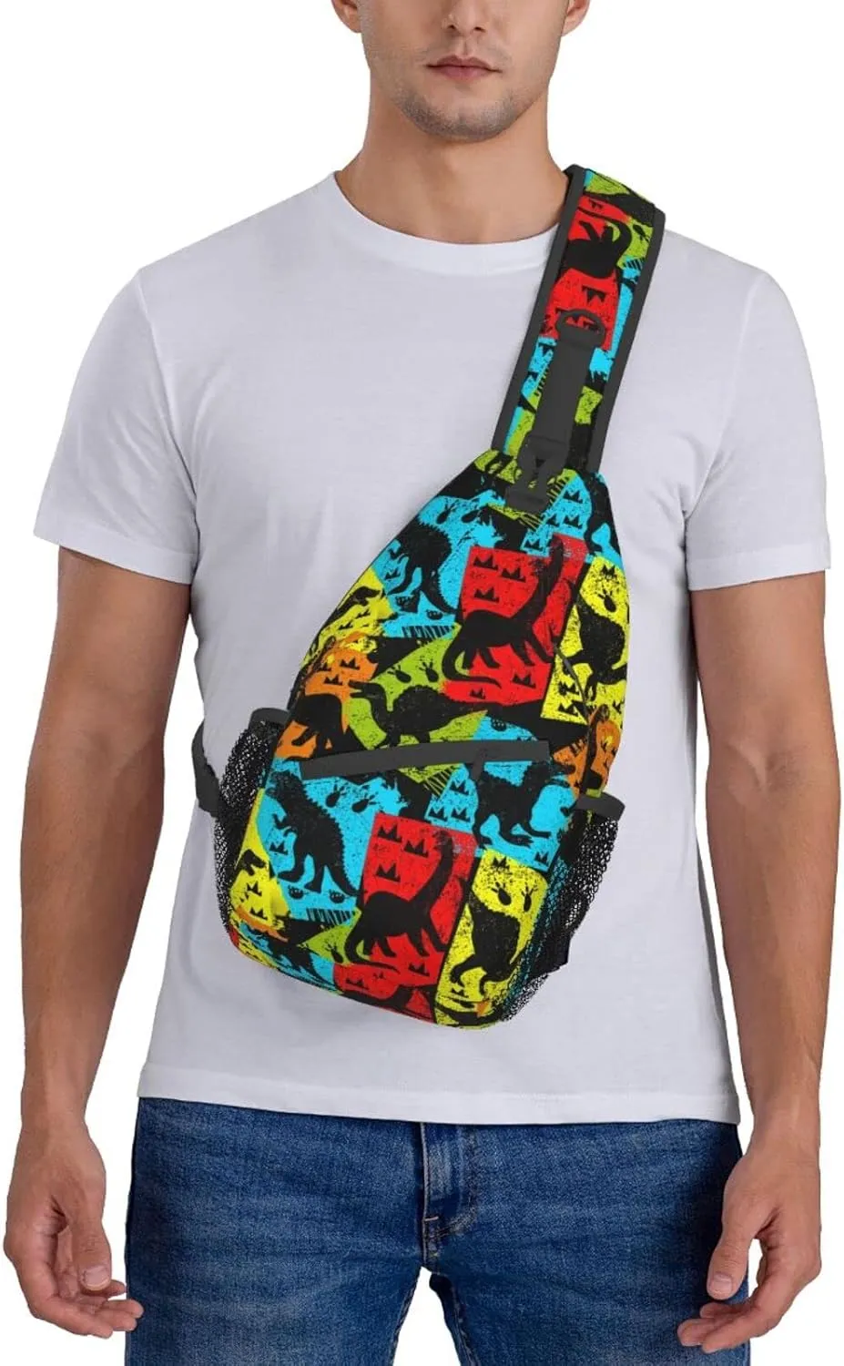 Cute Dinosaur Sling Bag Crossbody Backpack Hiking Travel Daypack Chest Bag Lightweight Shoulder Bag For Women Men