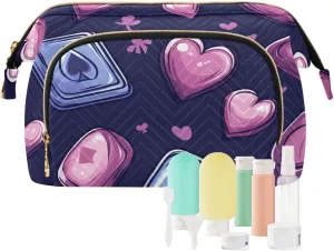 Cute Lavender Casino Style Makeup Bag Waterproof Capacity Travel Cosmetic Bag Women's Coin Change Purse for Toiletry Organizer