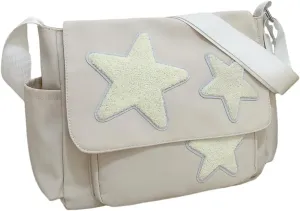 Cute Messenger Bag for Women Men Canvas Crossbody Shoulder Bag with Side Pockets Large Laptop Bag Canvas Tote