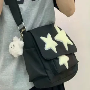 Cute Messenger Bag for Women Men Canvas Crossbody Shoulder Bag with Side Pockets Large Laptop Bag Canvas Tote