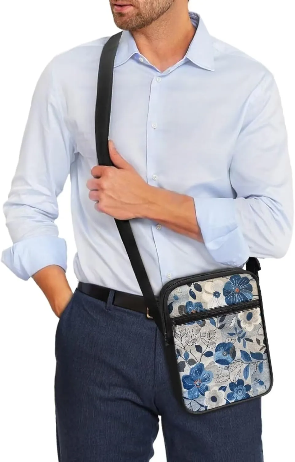 Cute Messenger Bag with Zipper and Front Pocket Sling Crossbody Shoulder Bags Adjustable Strap