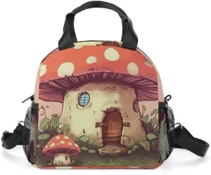 Cute Mushroom House Insulated Lunch Bag Portable Lunch Box Tote Cooler Bags Lunchbox For Travel Picnic Work