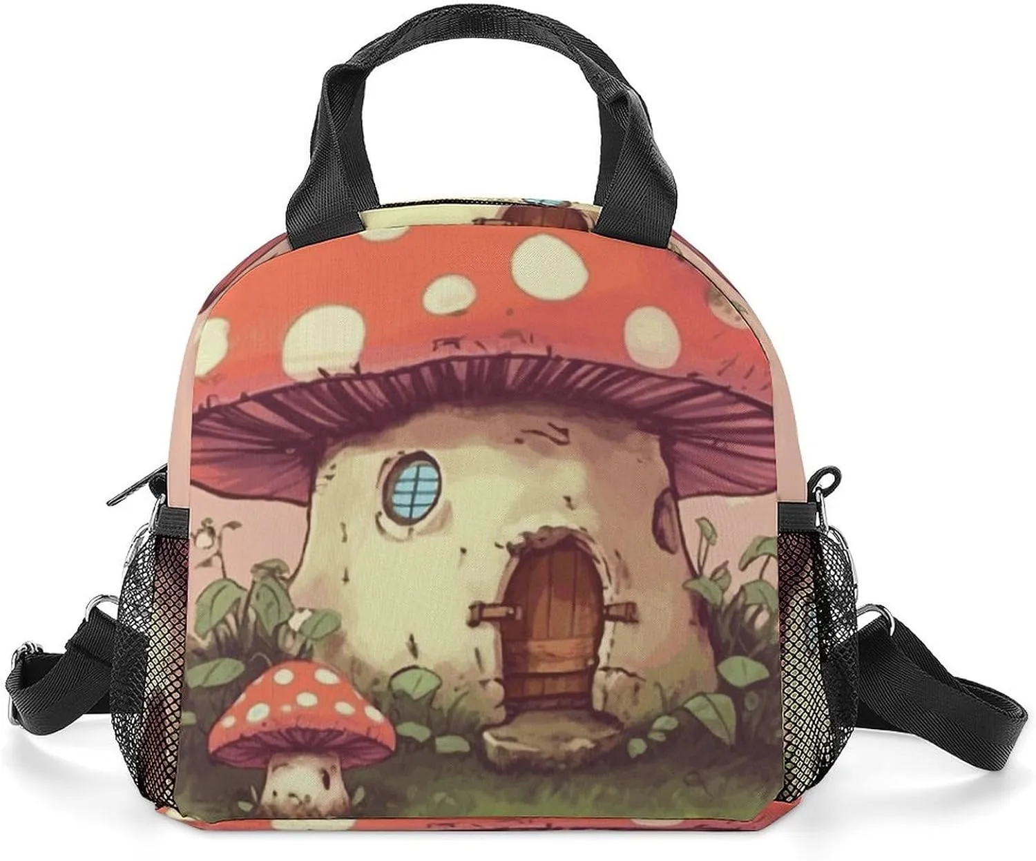 Cute Mushroom House Insulated Lunch Bag Portable Lunch Box Tote Cooler Bags Lunchbox For Travel Picnic Work