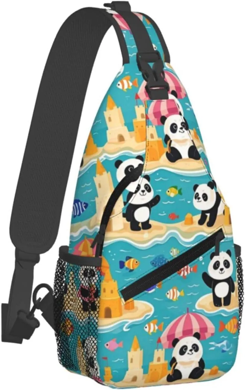 Cute Pandas Living in a Tree House Crossbody Bags Cross Chest Bag Adjustable Sling Backpack for Women Men