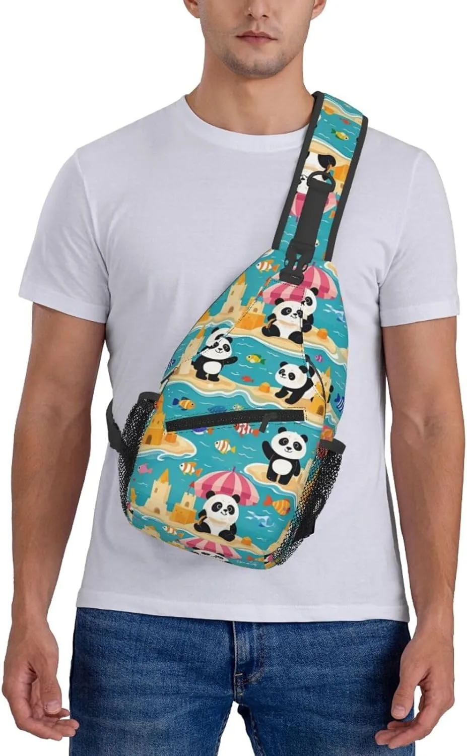 Cute Pandas Living in a Tree House Crossbody Bags Cross Chest Bag Adjustable Sling Backpack for Women Men
