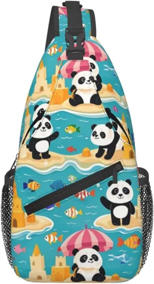 Cute Pandas Living in a Tree House Crossbody Bags Cross Chest Bag Adjustable Sling Backpack for Women Men