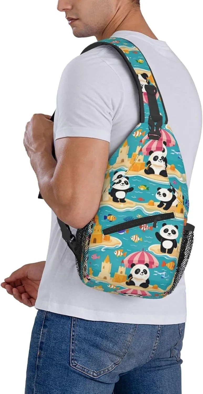 Cute Pandas Living in a Tree House Crossbody Bags Cross Chest Bag Adjustable Sling Backpack for Women Men