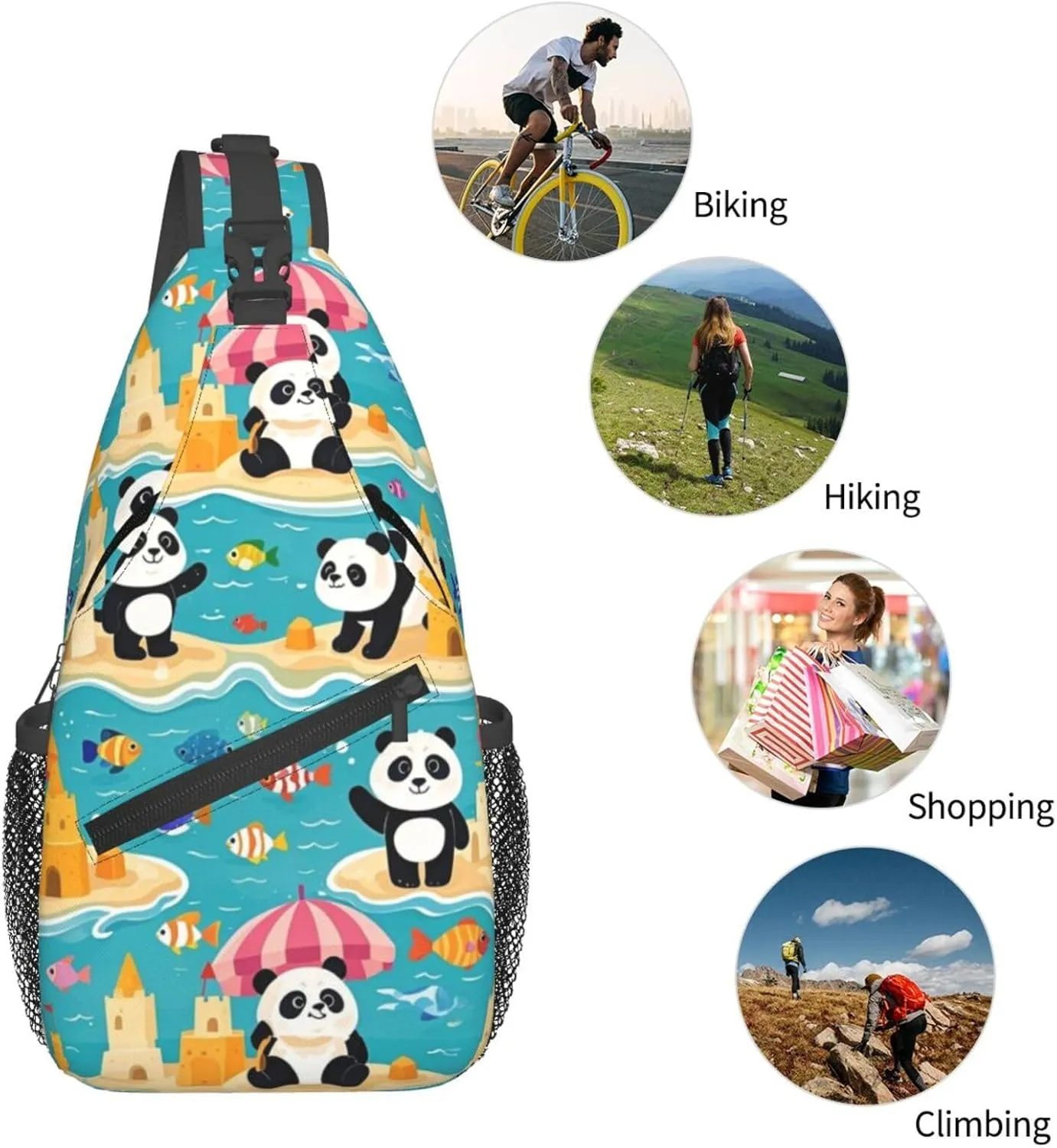 Cute Pandas Living in a Tree House Crossbody Bags Cross Chest Bag Adjustable Sling Backpack for Women Men