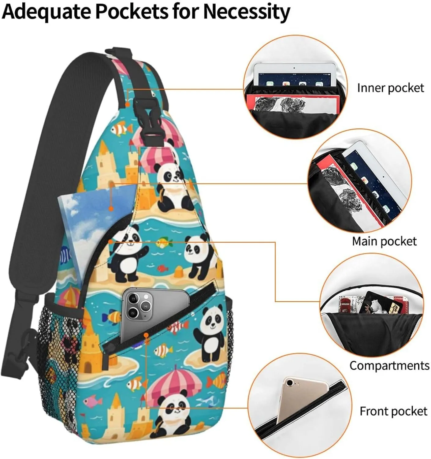 Cute Pandas Living in a Tree House Crossbody Bags Cross Chest Bag Adjustable Sling Backpack for Women Men