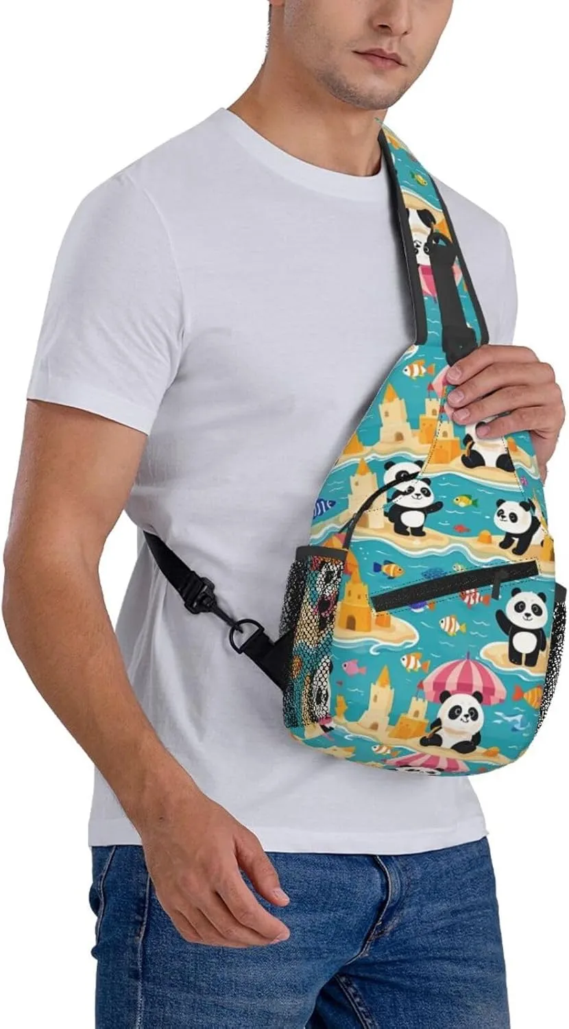 Cute Pandas Living in a Tree House Crossbody Bags Cross Chest Bag Adjustable Sling Backpack for Women Men