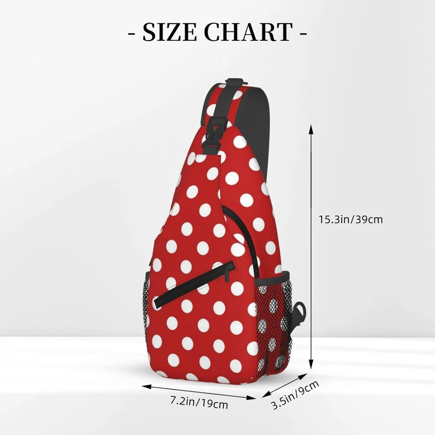 Cute Polka Dots Crossbody Sling Backpack Sling Bag Travel Hiking White Black Dots Chest Bag Daypack for Women Men