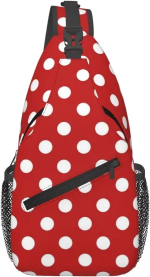 Cute Polka Dots Crossbody Sling Backpack Sling Bag Travel Hiking White Black Dots Chest Bag Daypack for Women Men