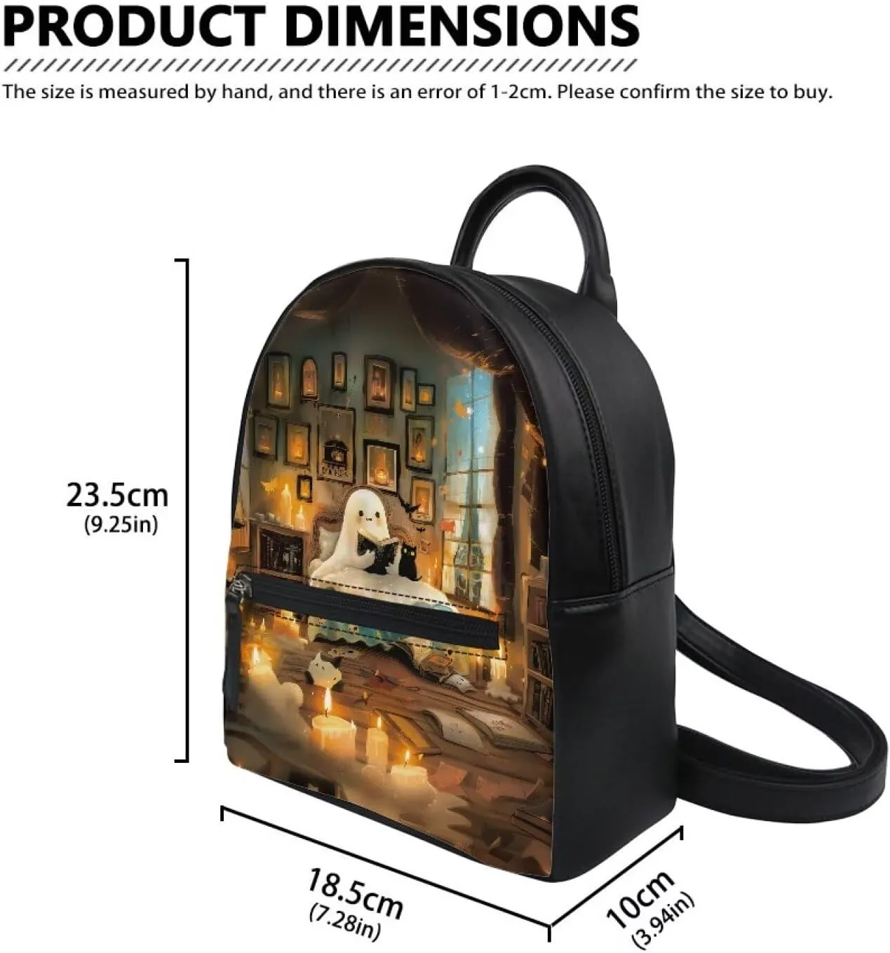 Cute Reading Ghost Pattern Mini Backpack Purse For Women Teen Girls Handbag Tote Small Travel Shopping Bag Kids' Backpack For School Travel Vacation Mini Casual Daypack