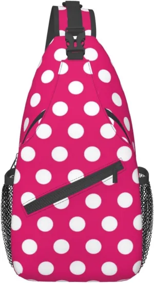 Cute Red White Polka Dot Sling Backpack Chest Bag Crossbody Shoulder Bag Travel Hiking Daypack For Men Women