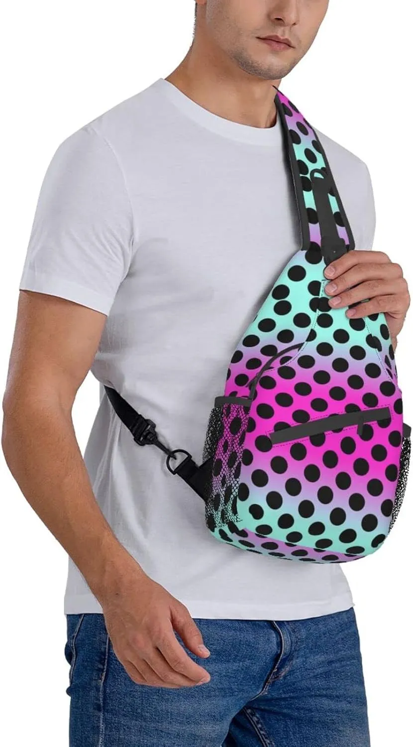 Cute Red White Polka Dot Sling Backpack Chest Bag Crossbody Shoulder Bag Travel Hiking Daypack For Men Women