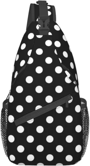Cute Red White Polka Dot Sling Backpack Chest Bag Crossbody Shoulder Bag Travel Hiking Daypack For Men Women