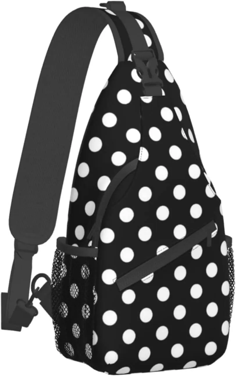 Cute Red White Polka Dot Sling Backpack Chest Bag Crossbody Shoulder Bag Travel Hiking Daypack For Men Women