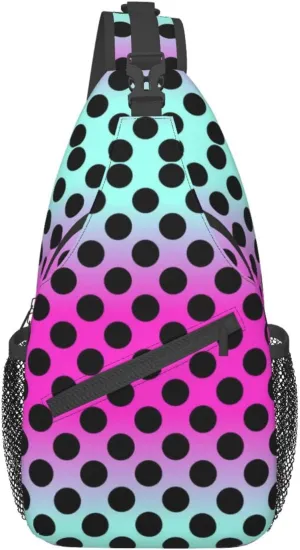Cute Red White Polka Dot Sling Backpack Chest Bag Crossbody Shoulder Bag Travel Hiking Daypack For Men Women