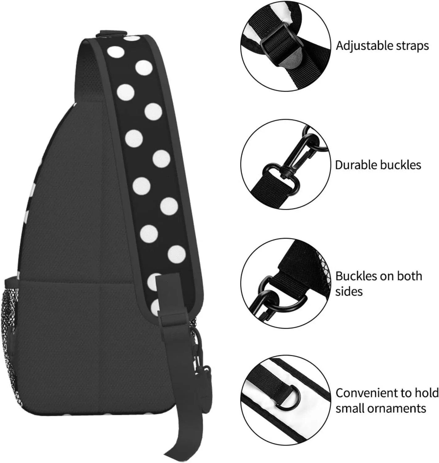 Cute Red White Polka Dot Sling Backpack Chest Bag Crossbody Shoulder Bag Travel Hiking Daypack For Men Women