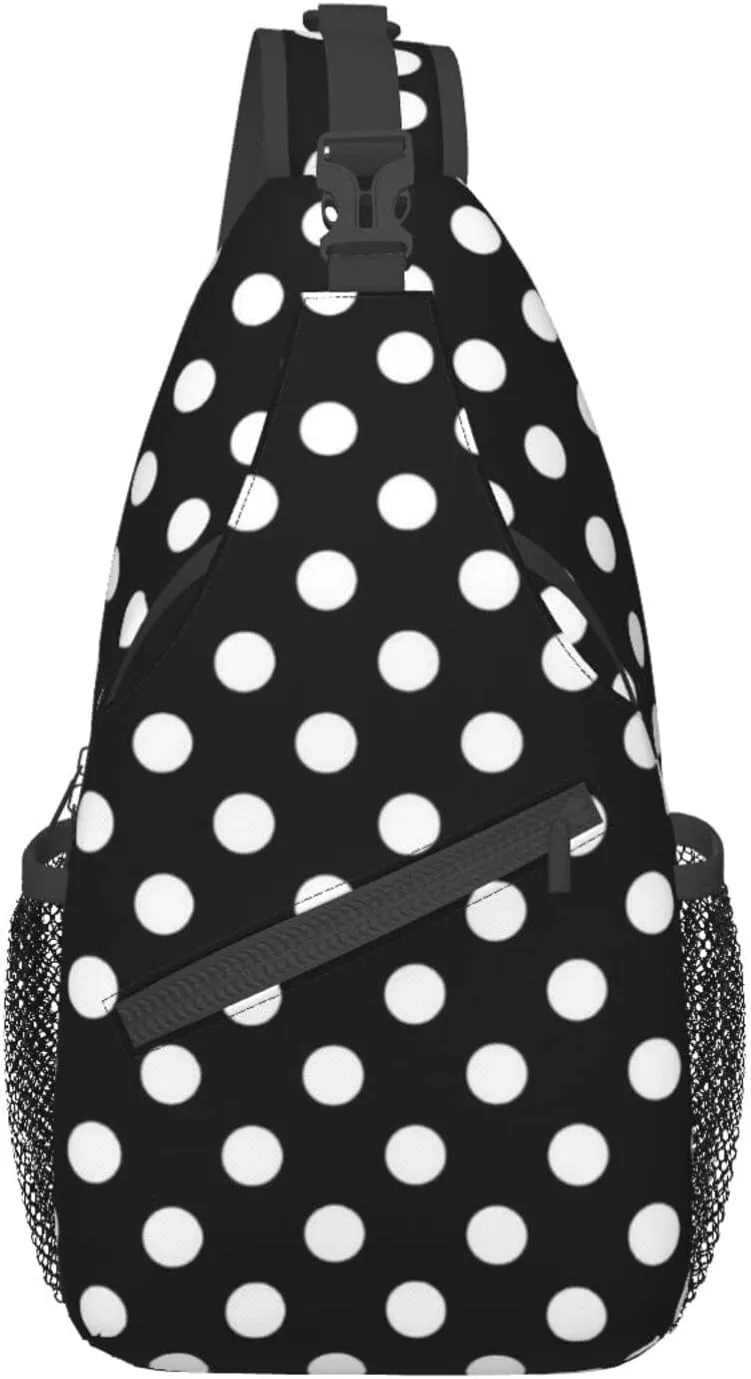 Cute Red White Polka Dot Sling Backpack Chest Bag Crossbody Shoulder Bag Travel Hiking Daypack For Men Women