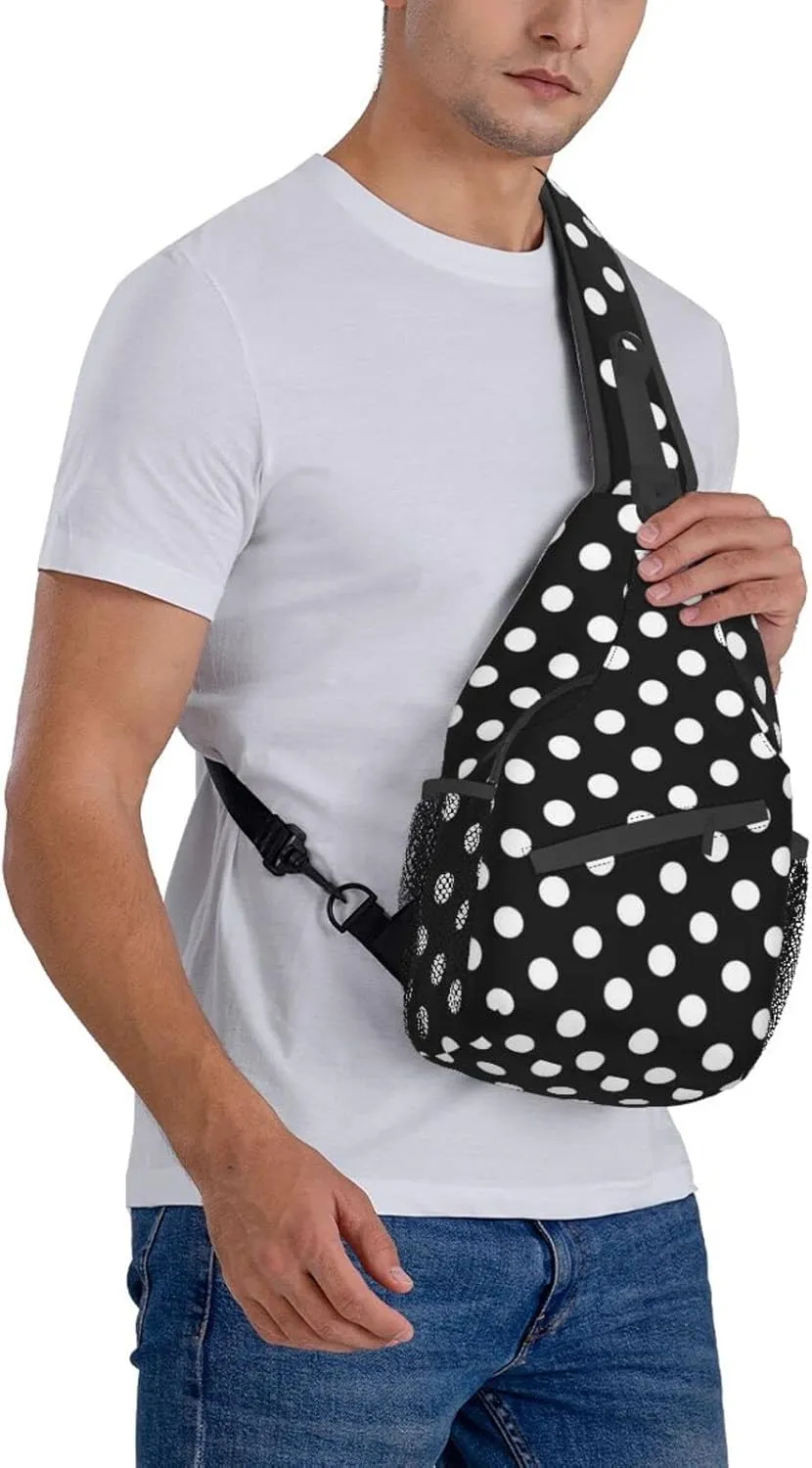Cute Red White Polka Dot Sling Backpack Chest Bag Crossbody Shoulder Bag Travel Hiking Daypack For Men Women